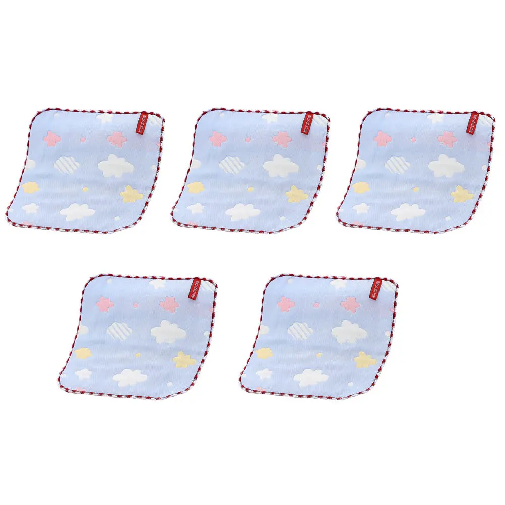 

5Pcs Pure Cotton Six-Layer Small Towel Safe Soft Kindergarten Hand Towel Reusable Washable Kid Cotton Washcloth for Face