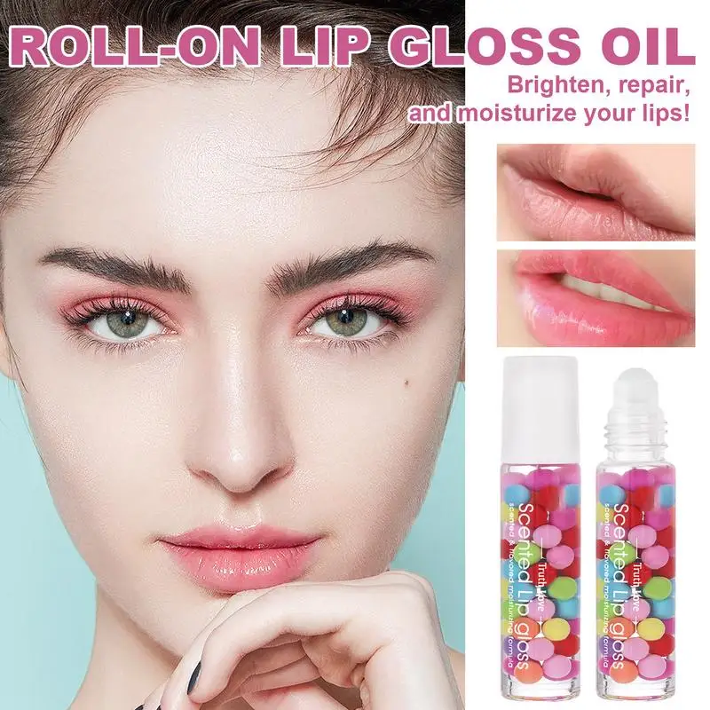 Aceite de labios Roll On para mujeres y niñas, aceite de labios hidratante multiusos, brillo de labios lindo, aceite de labios de larga duración, aceite de labios de boda de viaje