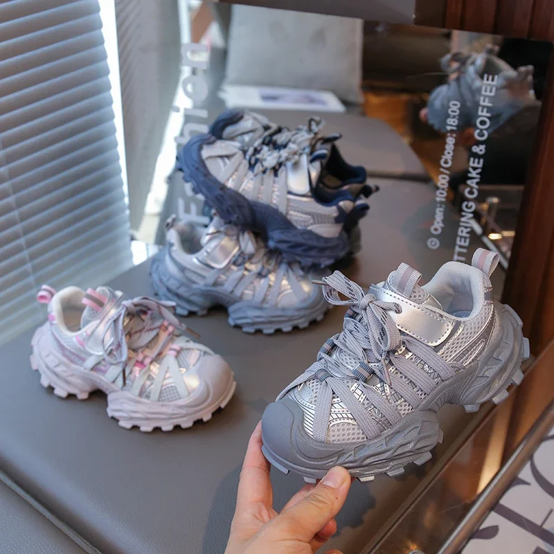 Kids Closed Toe Hiking Shoes, Breathable Mesh Anti Slip Trekking Shoes Hook and Loop Outdoor  Boys Girls Spring Autumn