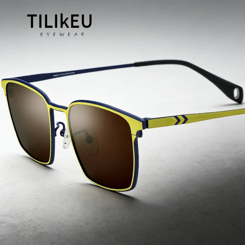 

New Pure Titanium Square Sunglasses Men Women Trend Hip Hop Cool Driving Anti Glare Shades UV400 Fishing Polarized Sun Glasses