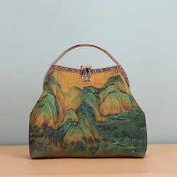 Tote Women's Handbags Ring Shell Lock Bags Hand Fringe Bag Original Handmade Mother Gift Well Bags Vintage Nature Green Bag