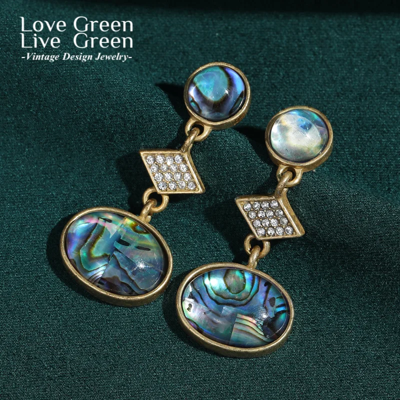 

Vintage Bright Abalone Shell Drop Earrings Gold Color Elegant 2026 Quality Brands Luxury Beach Jewelry Zircon Accessories Trends