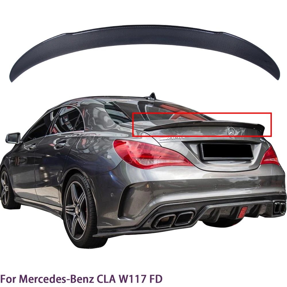 

For Mercedes-Benz CLA W117 C117 FD Style Carbon Fiber Rear Spoiler Trunk Wing 2013-2019