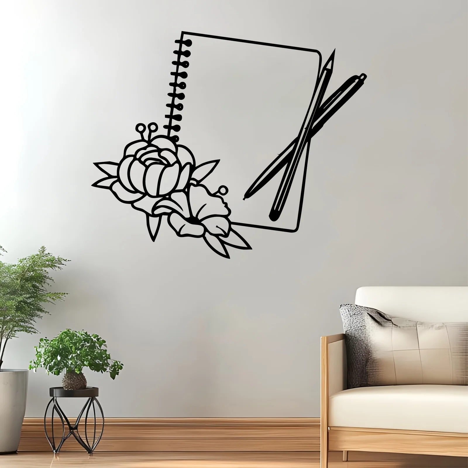 1pc Floral & Stationery Metal Wall Art, Rust-resistant Decor, Gift for Mother's Day & Teacher's Day