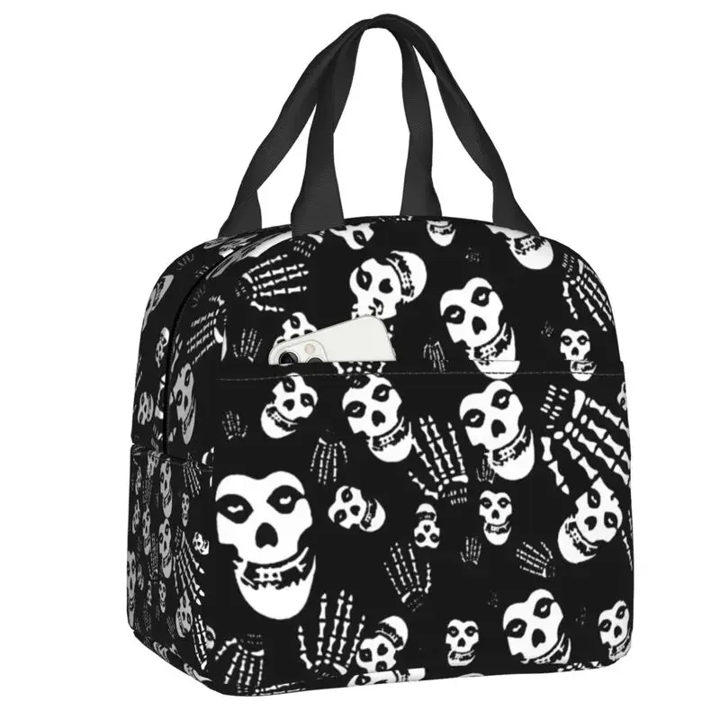 Misfits Skull Punk Rock Insulated Lunch Box for Women Horror Thermal Cooler Lunch Bag Kids School Children Food Container Tote