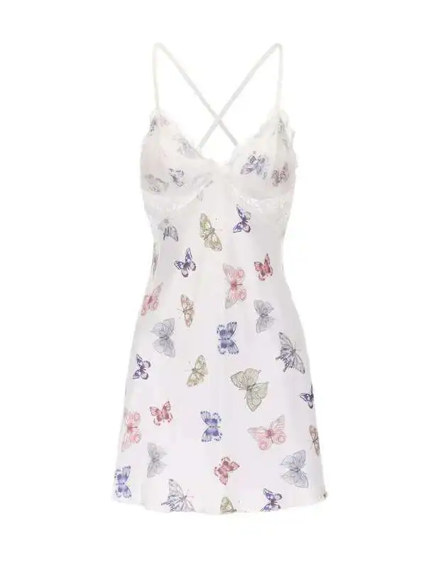 فستان مثير رغبة نقية عميق على شكل حرف V مع وسادة صدر فستان ستان على شكل فراشة مغرية لطيف حلو مريح جميل ساحر K63E #5