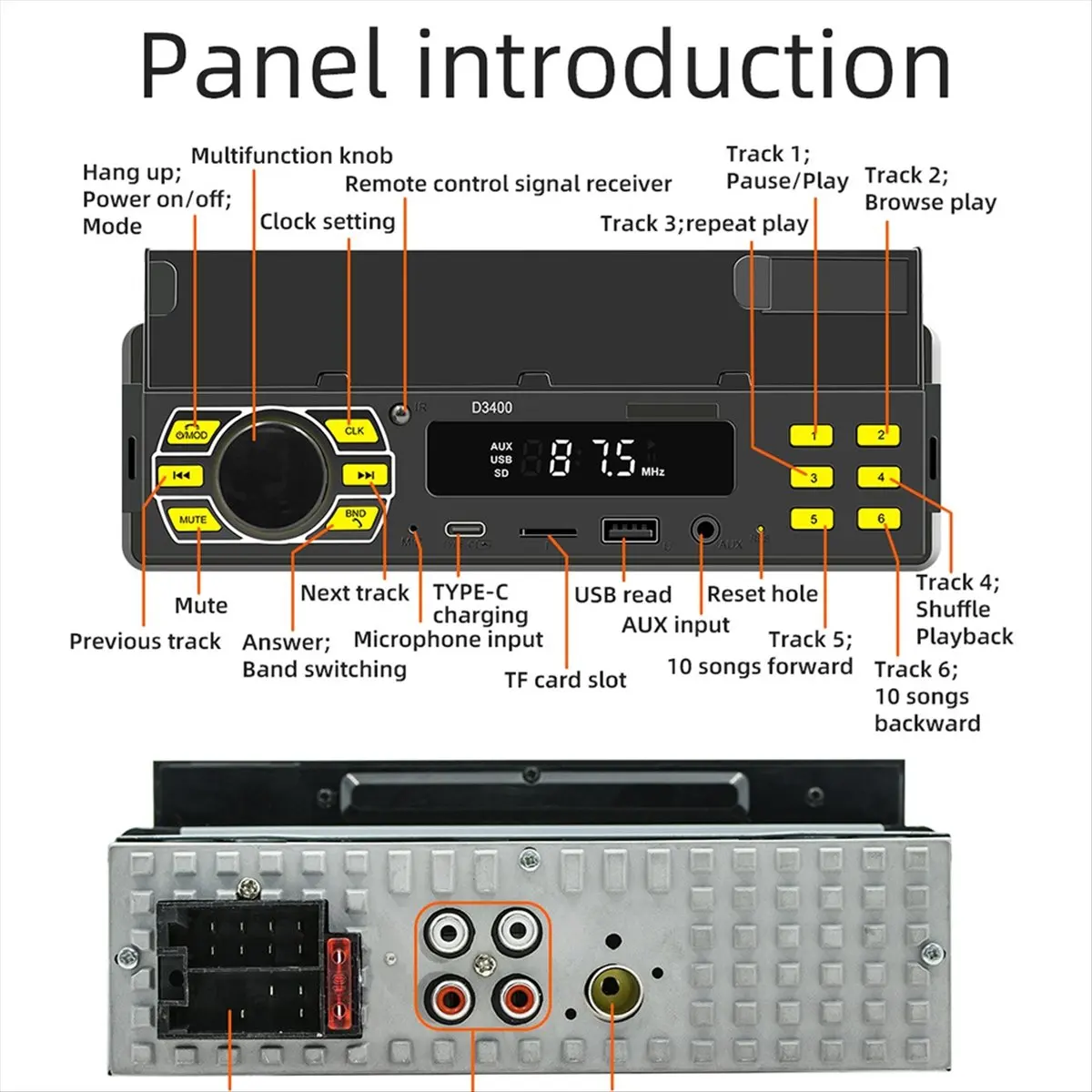 1Din Car MP3 Phone Holder Positioning Car Voice Control FM Radio Y80A