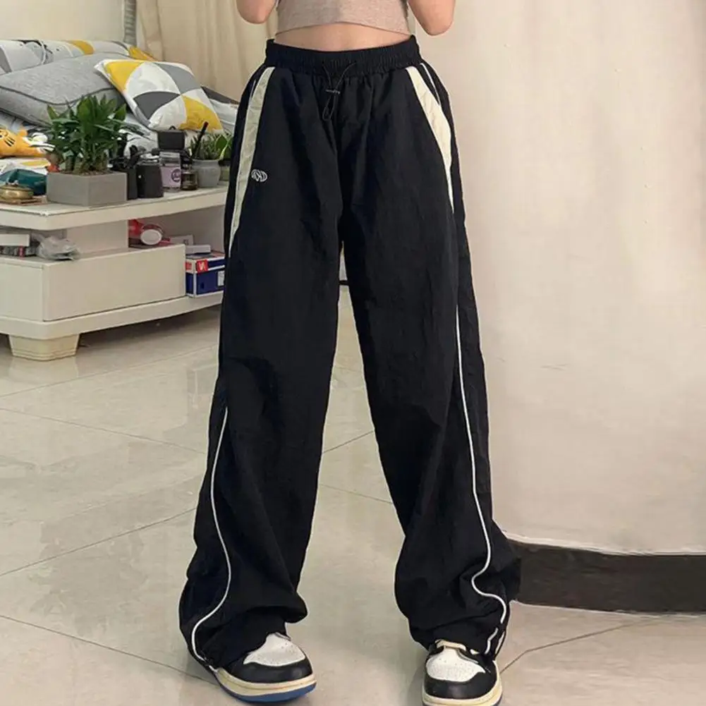 Straight Wide Leg Long Trousers Stylish Women's Summer Casual Pants with Elastic High Waist Wide Leg Design for Streetwear