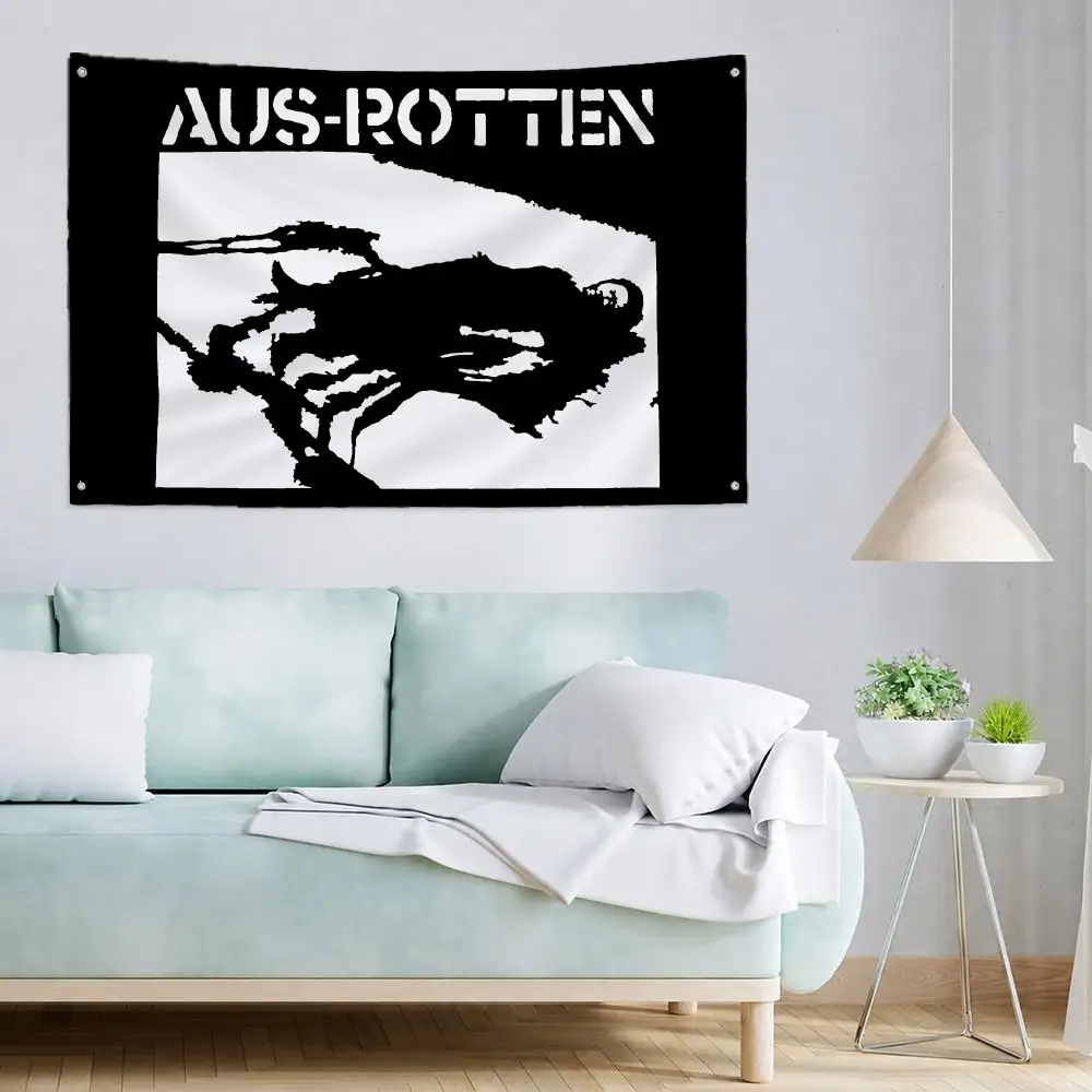 band Aus-Rotten Flags Polyester Wall Flag with Metal Grommets Waterproof, Home Decor for Bedroom Living Room Party, Nice Gift