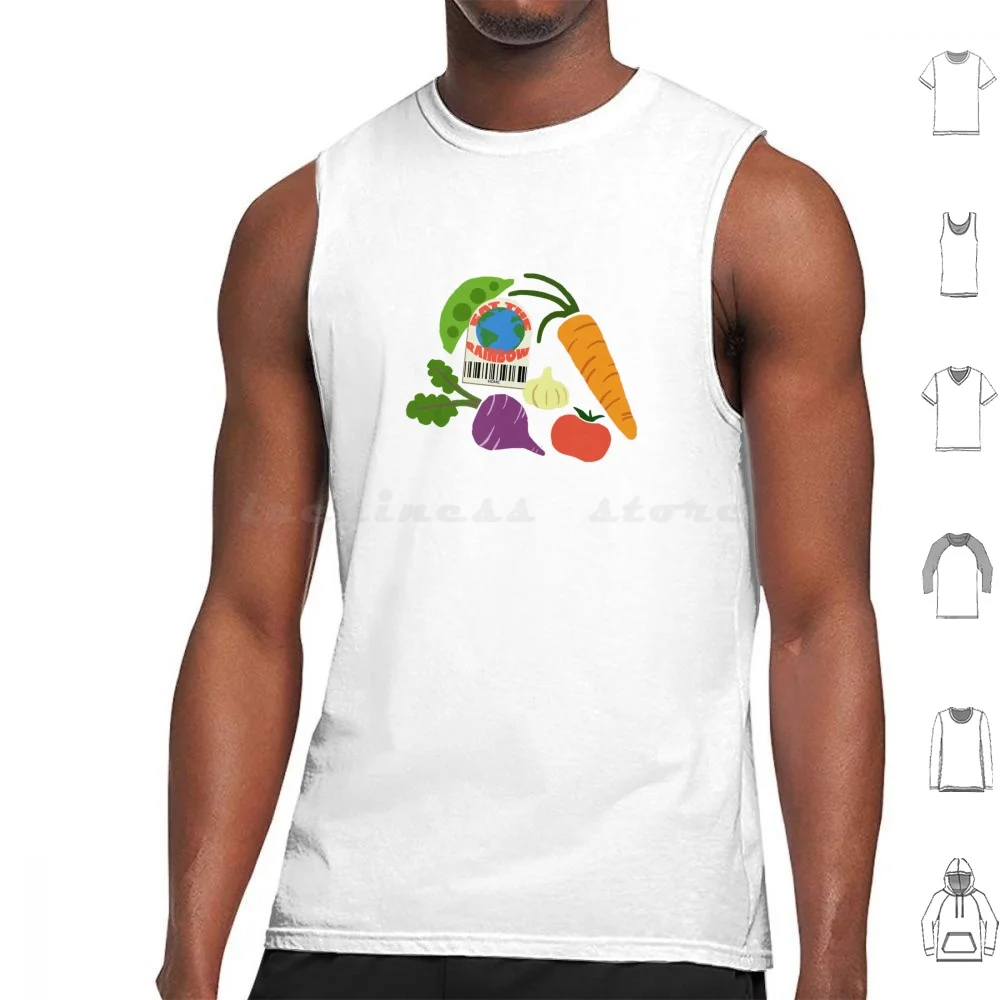 Eat The Rainbow Tank Tops Print Cotton Veggies Vegan Cute Veggie Green Plants Healthy Food Funny Health Tomato
