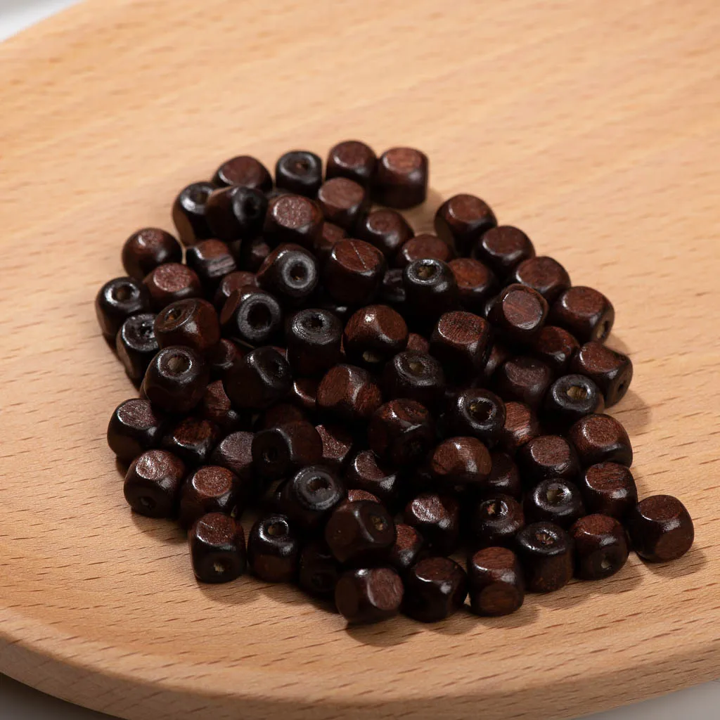 100pcs 8mm Small Square Dark Wood Beads Handmade Necklace Bracelet DIY Material Z806