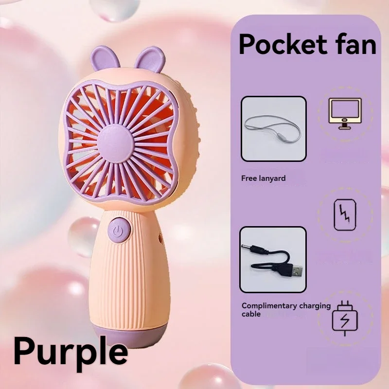 Nuovo piccolo ventilatore creativo Interfaccia di ricarica USB Cartone animato Studente carino Grande vento Piccolo ventilatore portatile