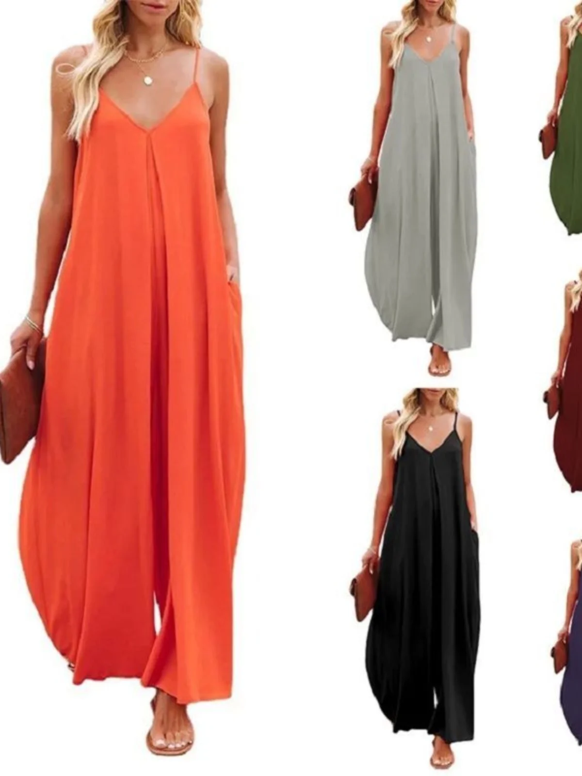 

Повседневный женский комбинезон однотонного цвета, удобный цельный костюм для ежедневной носки, из полиэфирного волокна, с дизайном талии.