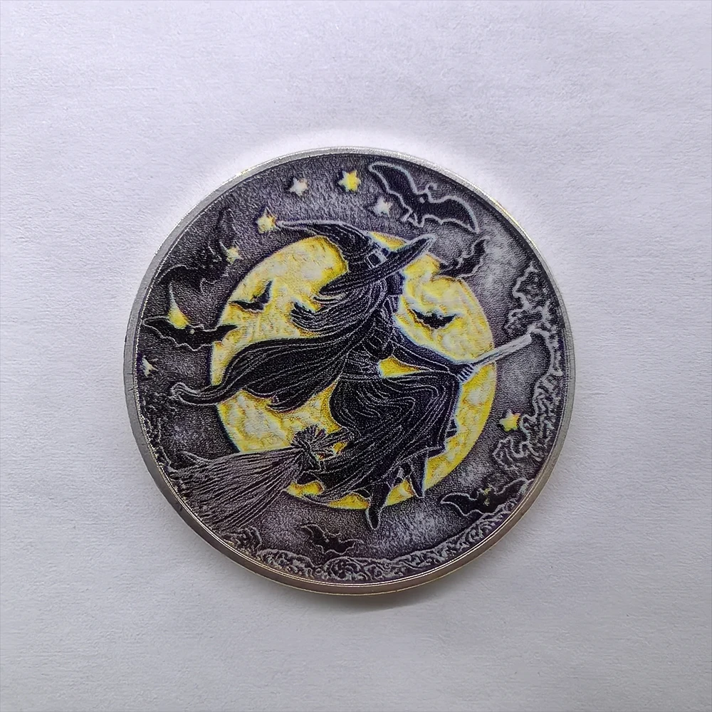 Halloween Collectible Coins Haunted House Pattern Silver Plated  Coin Ghost Pumpkin Gift for Home Decor Party Favor Collection