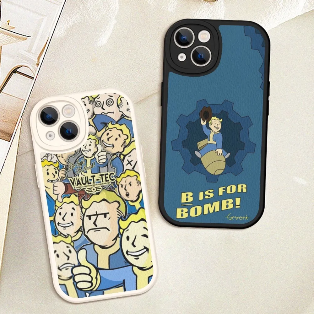 V-Vault-Boy  Phone Case Hard Leather For iPhone 16 15 14 13 12 Mini 11 14 Pro Max Xs X Xr 7 8 Plus Fundas