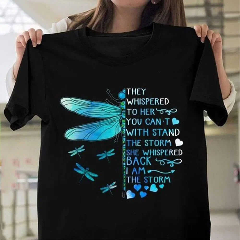 

Blue dragonfly Letter Print Women T Shirt Short Sleeve O Neck Loose Women Tshirt Ladies Tee Shirt Tops Clothes Camisetas Mujer