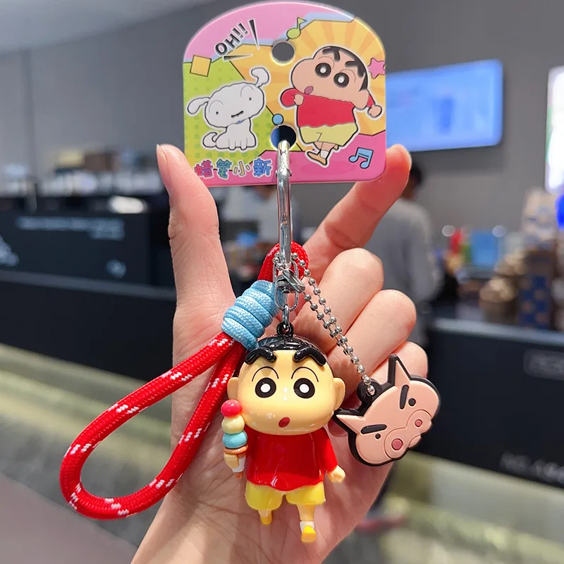 تلوين شين تشان أنيمي Kawaii شكل المفاتيح Shinnosuke دمية سيارة على ظهره قلادة الديكور هدايا عيد الميلاد #6