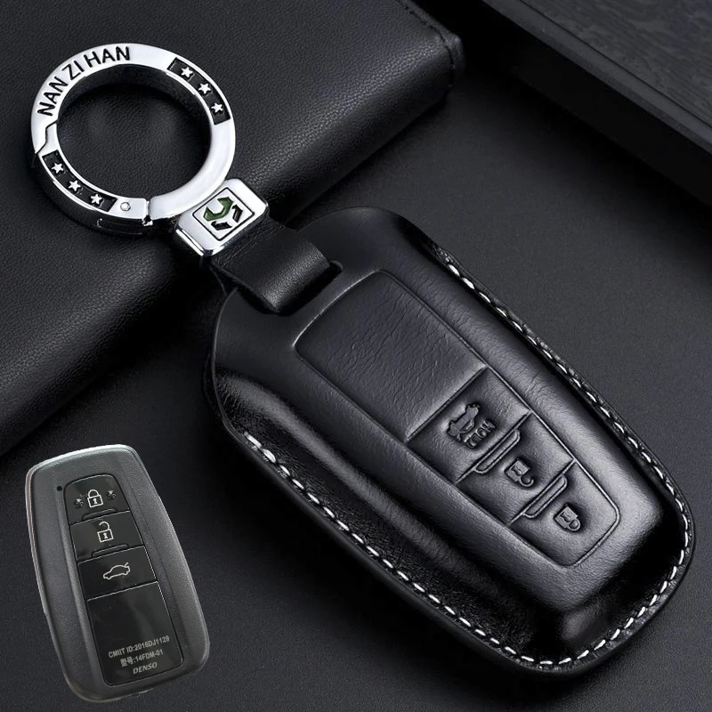 Car Key Case For Toyota Corolla Land Cruiser Prado 3500 RAV4 Leather Key Chains Key Fob Cover Car Accessories