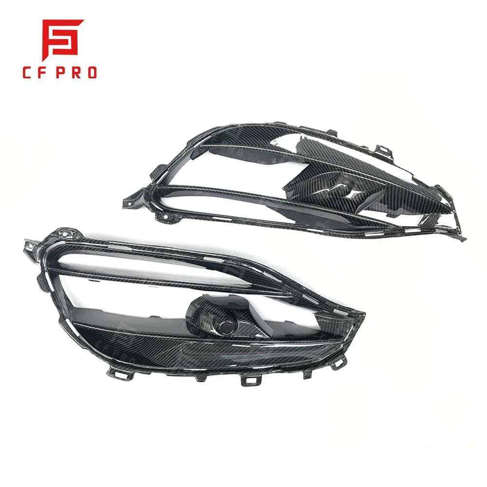 Carbon Fiber Fog Lamp AMG Grille Frame Decorative Cover Front Bumper For Mercedes Benz A45 w176