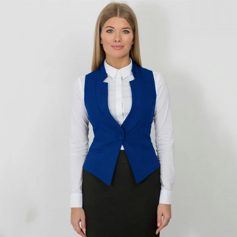 Gilet da donna moda monopetto Slim Fit senza maniche colletto alla coreana adatto per top Casual da lavoro professionale OL