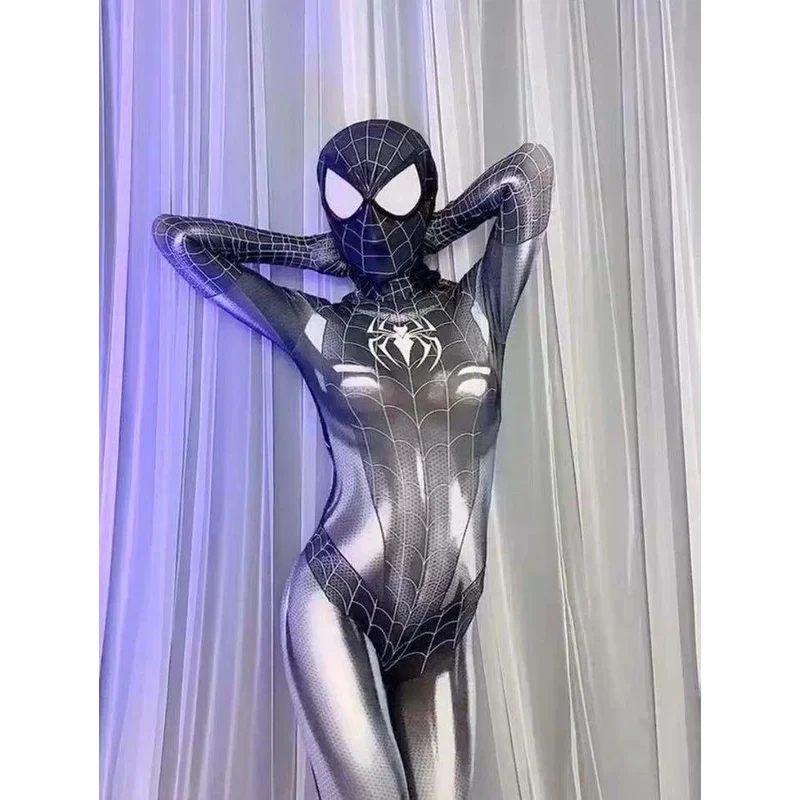 Adult Woman PS4 Game Spiderman Superhero Cosplay Costume Black Raimi Spiderman Halloween Bodysuit Zentai Suit Party Jumpsuit