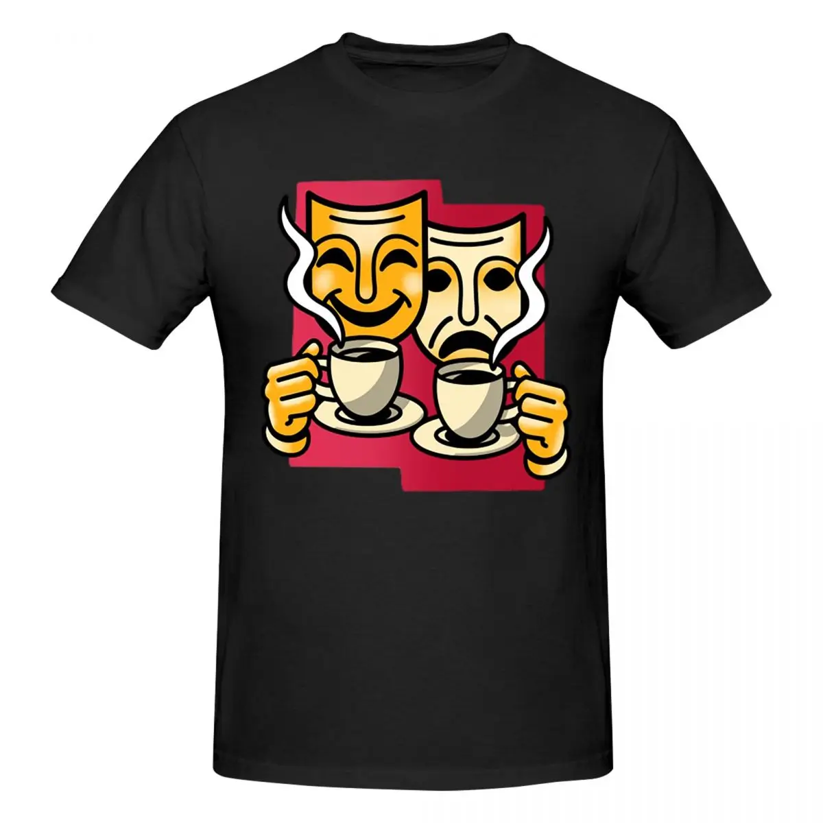 Coffee And Emotions Theatrical Moods In A Cup Men T-Shirt Funny Oversized T Shirts Men's O-Neck Cotton Tees Short Summer Male