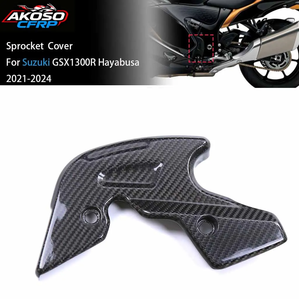 

For SUZUKI GSX1300R Hayabusa 2021-2024Carbon Fiber Left Side Sprocket Cover Chain Case Guard Cover Protector Accessories Fairing