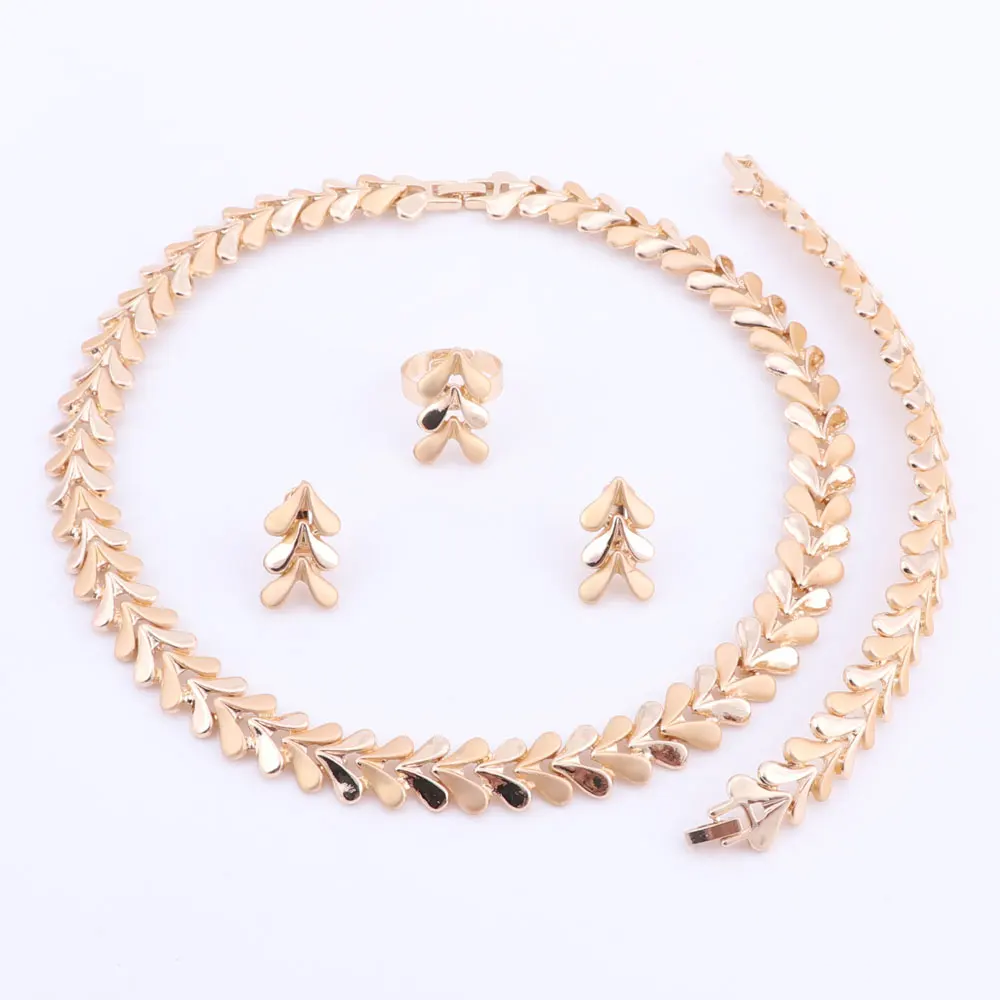 Dubai African Jewelry Set Nigerian Wedding Necklace Earrings Set For Women Brides Gold Color Ethiopian Indian Jewellery Set