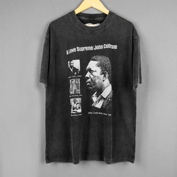 John Coltrane A Love Supreme T-Shirt Jazz Post Bop Saxophonist Miles Davis  Herbie Hancock Washed Cotton Summer Men Tee