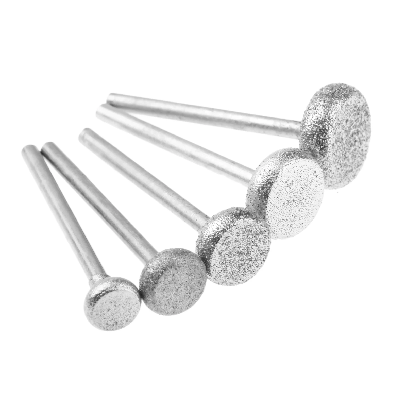 5 Pcs E Needle Rolling Thallium Diamond Grinding Heads(6/8/10/12/14mm Each 1 Pc) Mill Knife Grinding Needle Carving Tool Silver