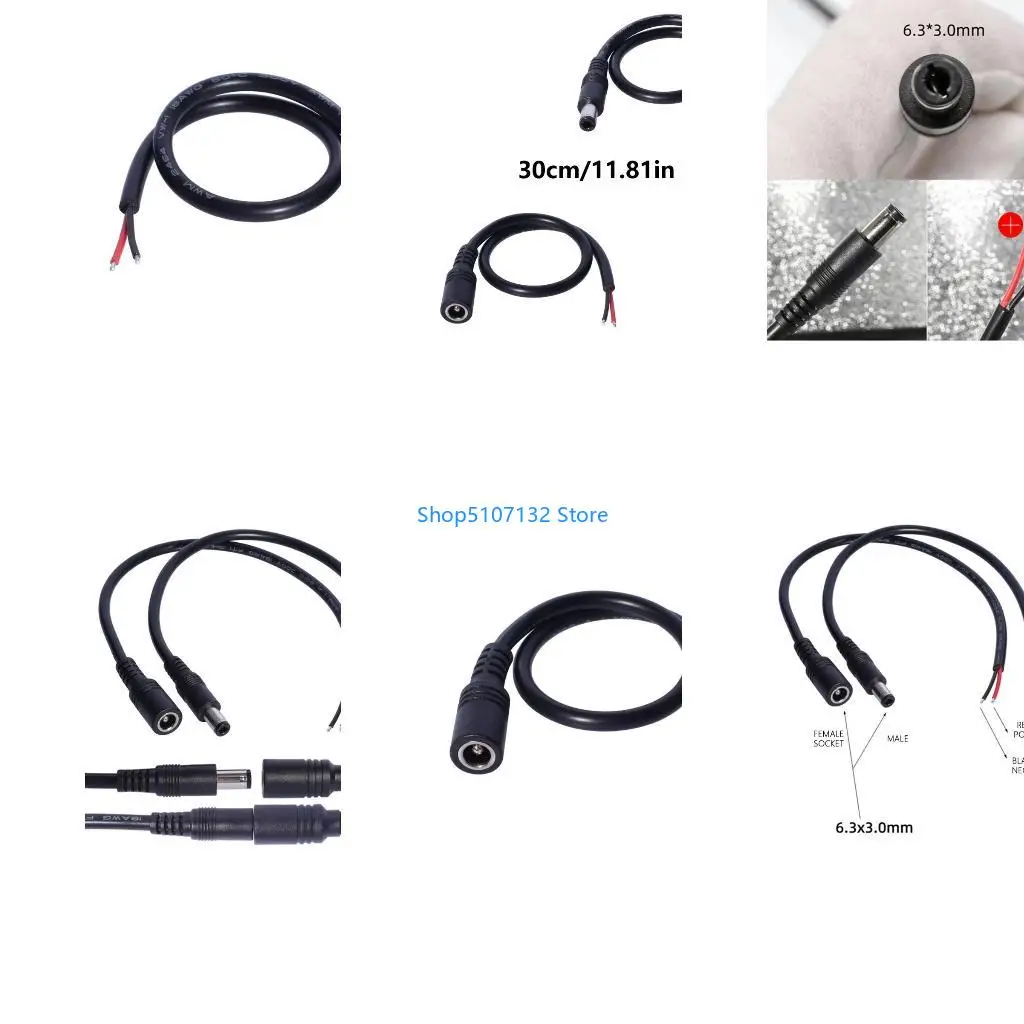 87HD DC6330 Male Plug to Open End Cable 6.3mmx3.0mm Plug DC6330 Power Pigtails Cable for Computer Power Supply Repair 1FT