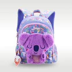 Bolso escolar original de Australia Smiggle para niños, koala púrpura linda de alta calidad, bolsa de felpa para niñas de 3 a 6 años, 14 pulgadas