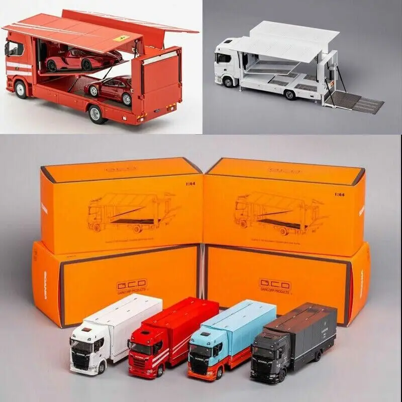 

(Blue) GCD 1:64 S730 transporter Double Deck Gull Wing Tow Truck DieCast Model Car Collection Limited Edition Hobby Toy Car