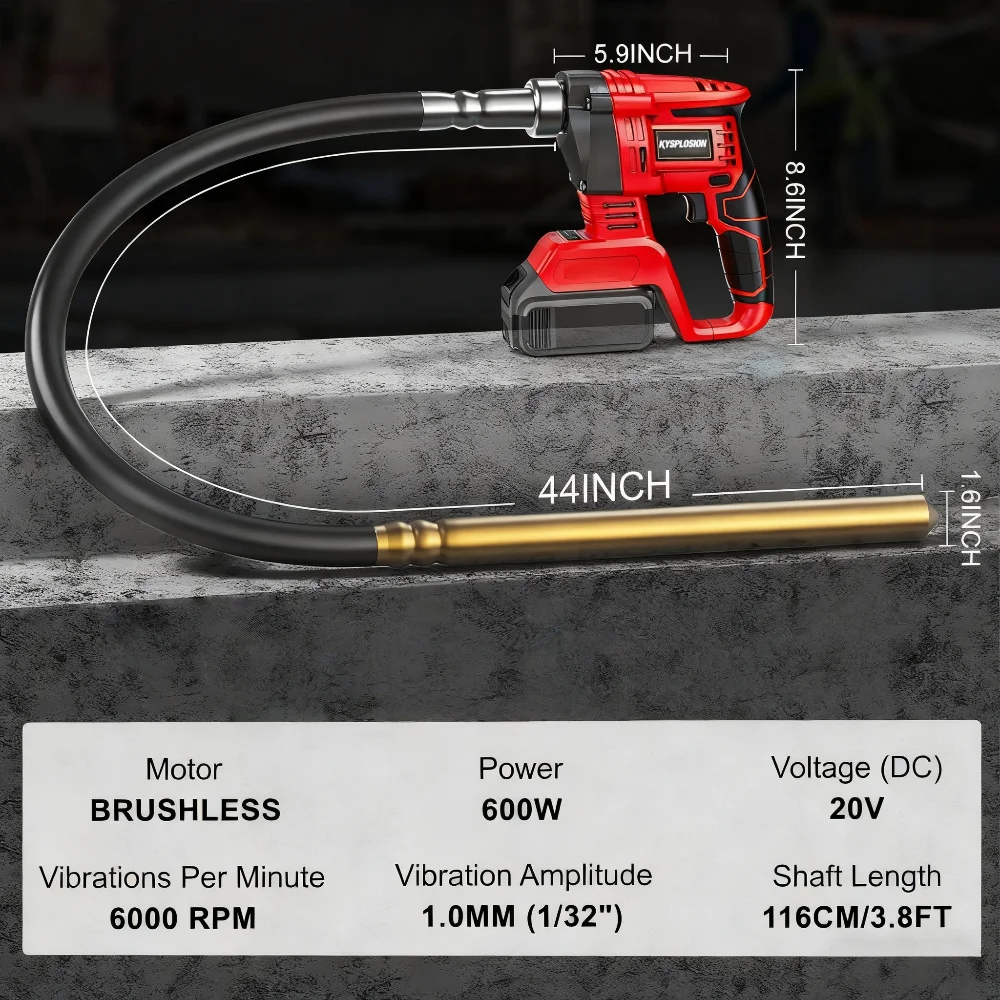 Cordless Electric Concrete Vibrator  Shaft Rod Handheld Concrete Vibrating Mix Concrete Tool For milwaukee Battery power tools