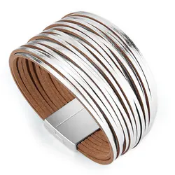 Mixed Color Multi-Layer Handmade Braided Rope Leather Bracelet diy Ladies Bracelet Jewelry Gifts