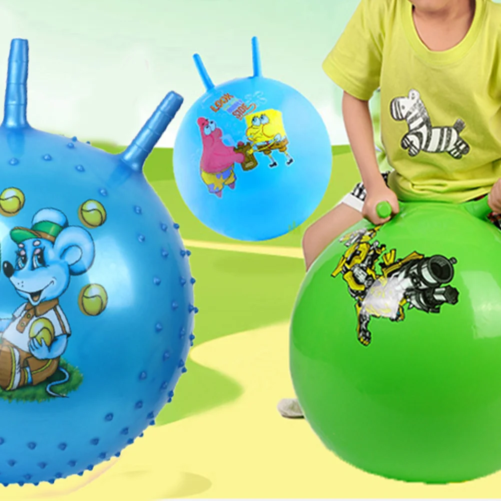 1pc Thickened Bouncing Ball Inflatable Exercise Ball Jumping Ball Bouncy Ball Handle Ball for Kindergarten Children (Random