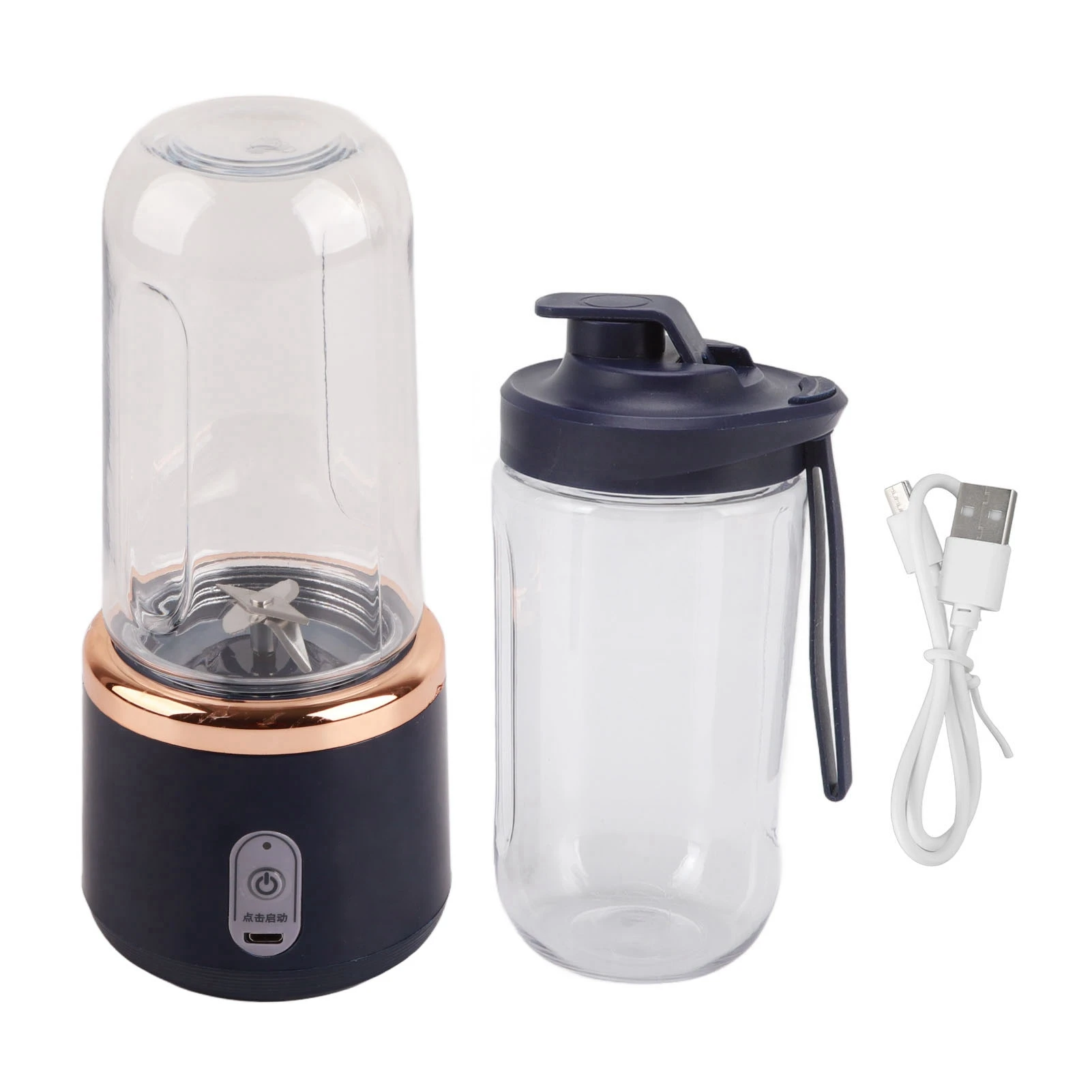 Blender Portabel 300Ml Tanpa Kabel untuk Shake Enam Bilah Pengisi Daya USB dengan Botol dan Tutup Blender Shake Tanpa Kabel Blender USB