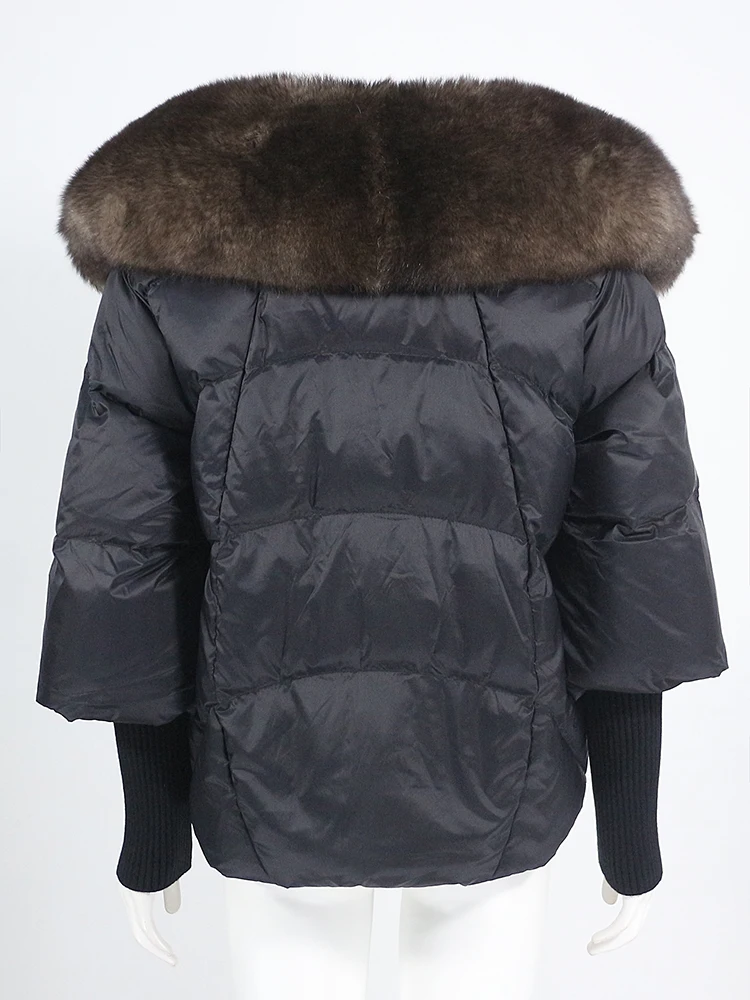 Lose Natürliche Echt Fox Pelz Kragen Mantel Dicke Neue Europäische Mode Weiße Ente Unten Jacke Winter Frauen Warme Luxus Oberbekleidung – Detail 11