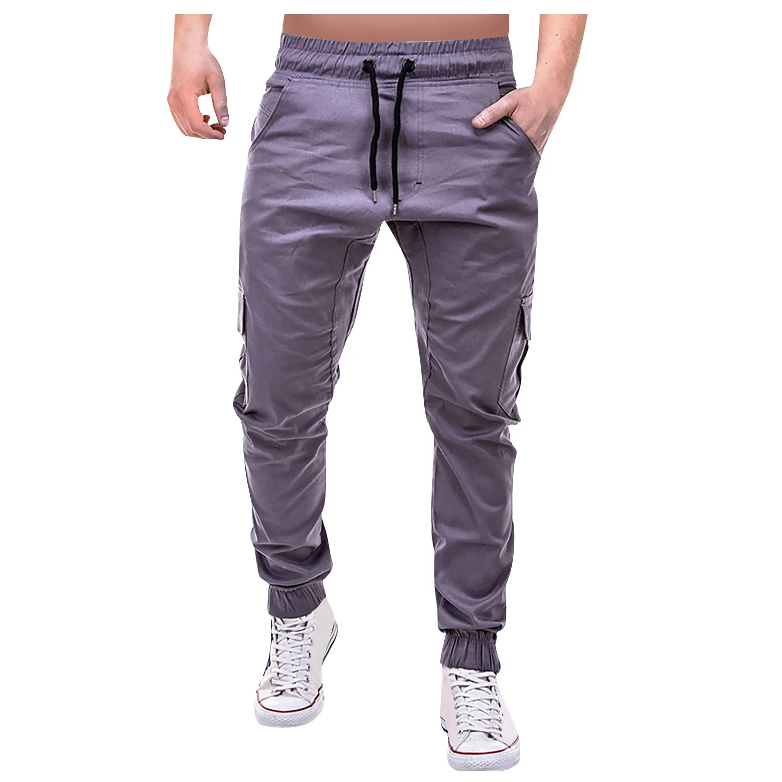 Calça masculina de caminhada com cordão, calça Y2k cargo masculina, moletom slim fit, alta qualidade, ao ar livre, hip-hop, calça masculina