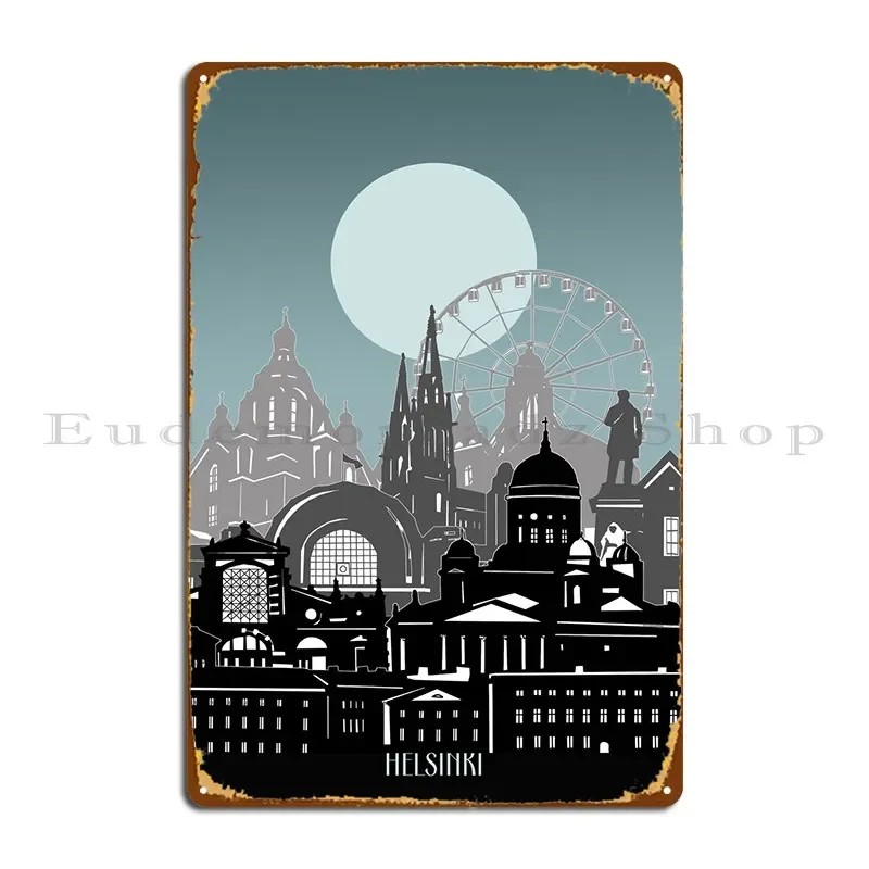 Helsinki City Минимальный Металлический Знак Бар Пещера Дизайн Гостиной Классический Оловянный Плакат