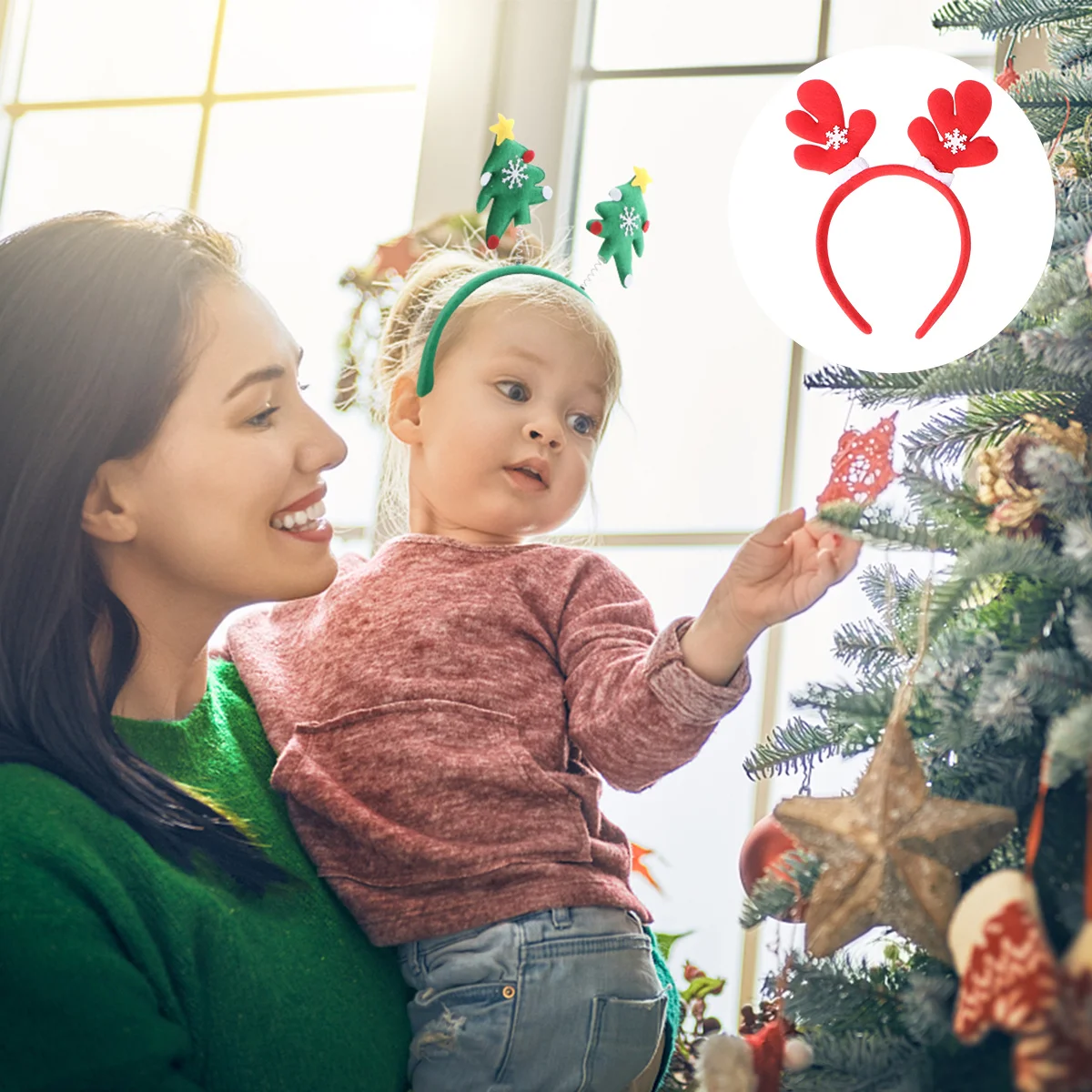 

8Pcs Christmas Hair Band Set Cartoon Spring Headwear for Xmas Party Holiday Costume Accessory Comfortable Fit Adults