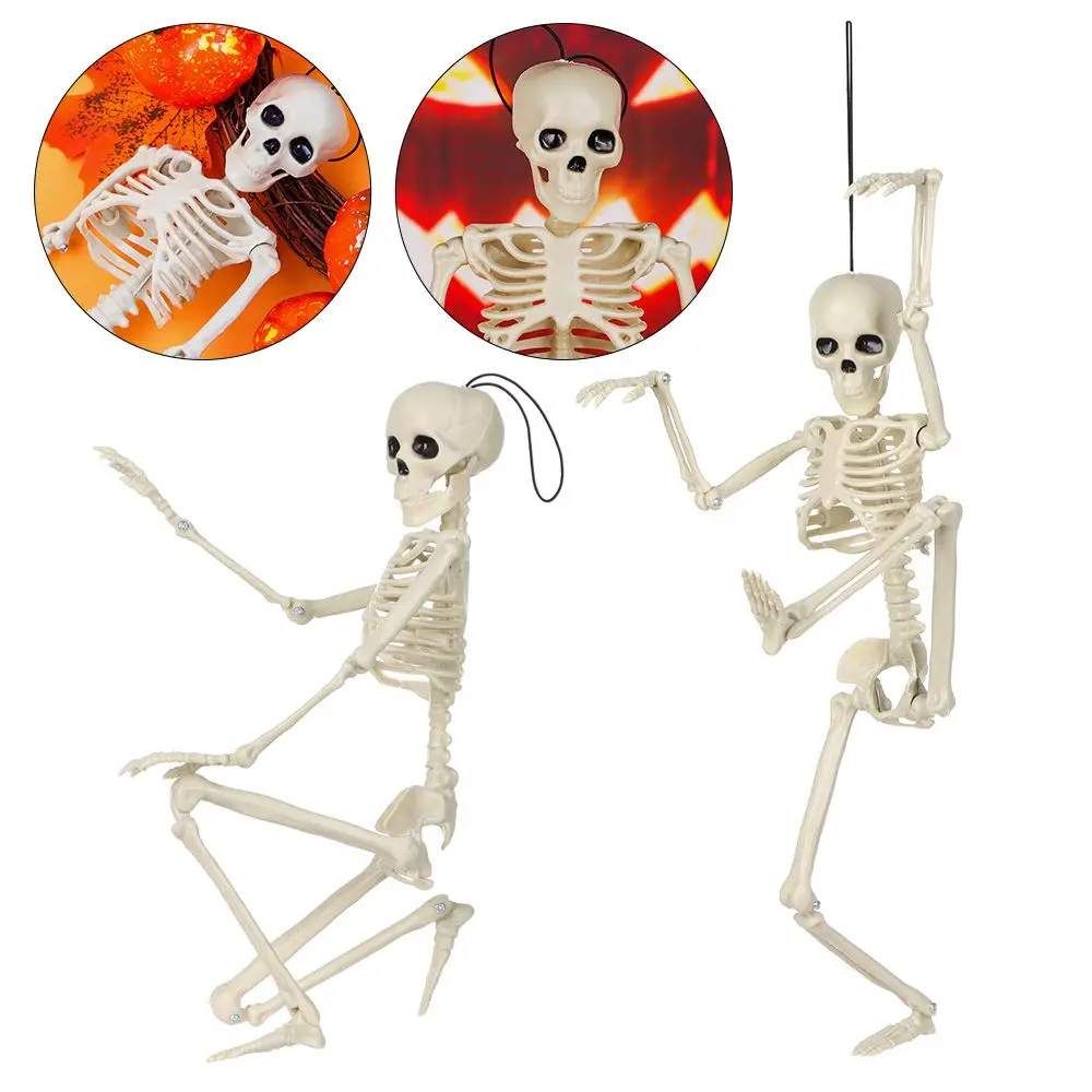 40*10cm Hanging Party Decoration Halloween Human Skeleton Scary Props Poseable Size