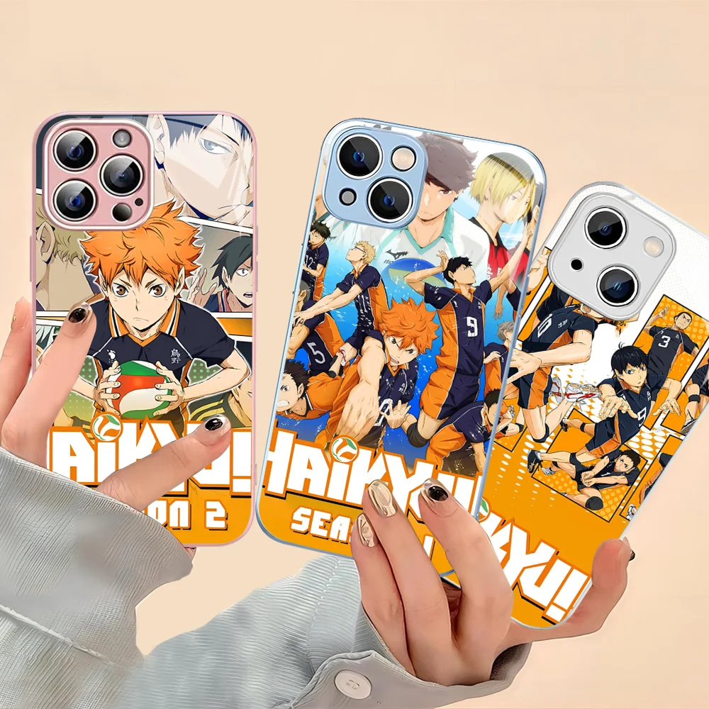 H-Haikyu Phone Case Tempered Glass For iphone 14 13 12 11 Pro Mini XS MAX 14Plus X XS XR Fundas