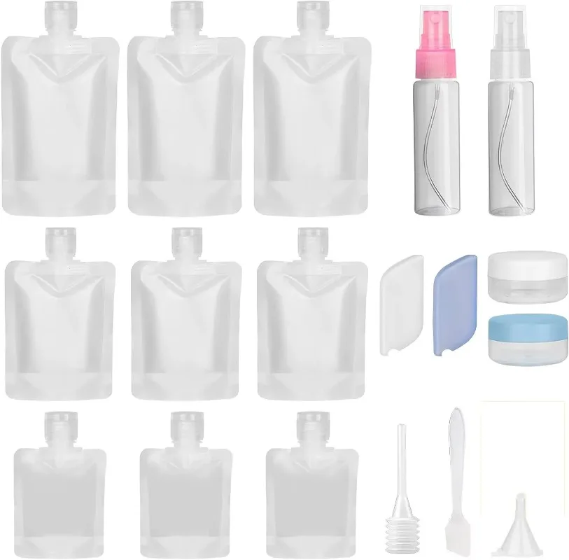 16/17/18pcs Refillable Bottles Transparent Plastic Perfume Atomizer Mini Empty Spray Bottle Portable Travel Accessories