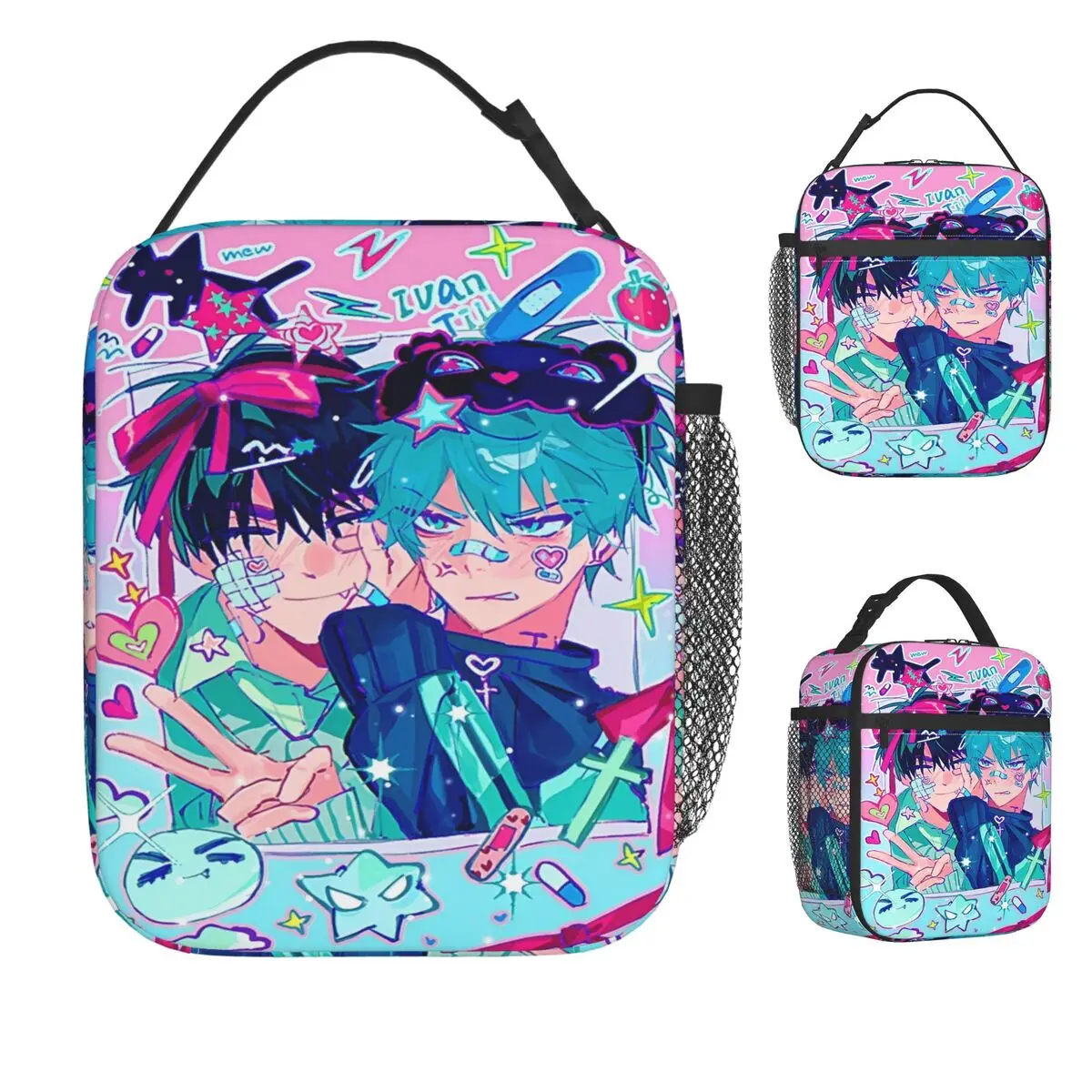 

Корейская манга Alien Stage Photo Сумка для обеда Kawaii Ланч-бокс для путешествий Удобная сумка-тоут для еды Сумка-холодильник с принтом