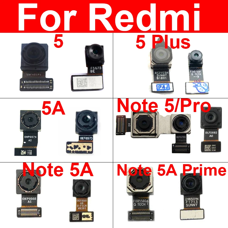 Front Rear Main Camera For Xiaomi Redmi 5 Plus 5A Note 5 Pro 5A Big Back Camera Samll Facing Camera Flex Cable Replacement Parts