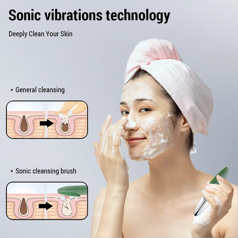 Electric Facial Cleansing Brush silicone IPX7 face massager facial cleanser sonic vibration cleaner deep hole face brush machine