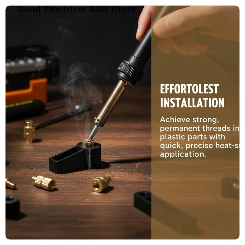 【G】8Pcs Universal M2-M8 Heat Insert Embedded Nut Internal Thread Brass Heat Insertion Tool Set Tool Knurled Nut Soldering Iron