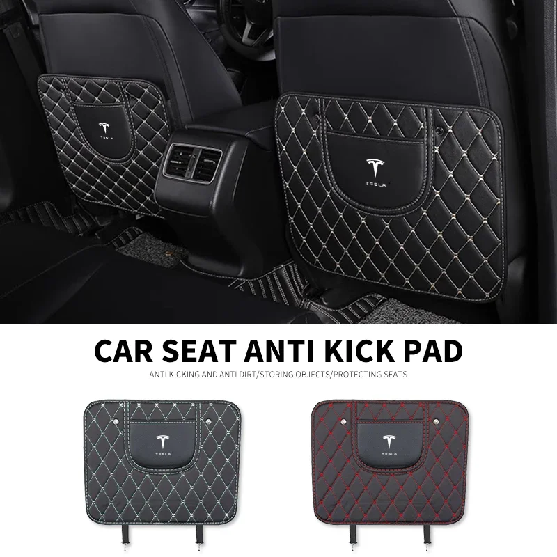 Car Seat Anti-kick Pads Children For Tesla Model 3 Y 2022 Leather Car Seat Back Protector Mats Tesla Model Y 2023 Accessories