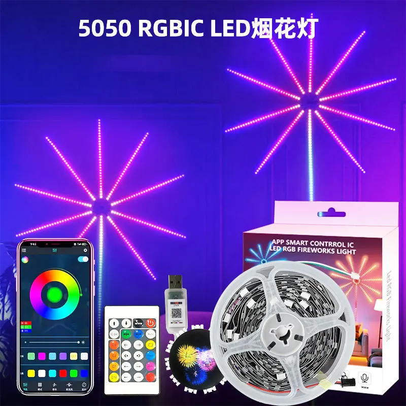 شريط إضاءة LED RGB ذو لون سحري للموسيقى يتم التحكم فيه بالصوت، ضوء جو لتزيين مهرجان المياه المتدفقة #2